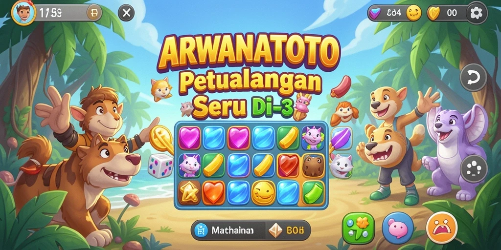 Tampilan gameplay seru dalam ARWANATOTO dengan grafis cerah.