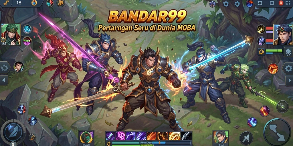Tampilan gameplay seru BANDAR99 di arena pertarungan MOBA.