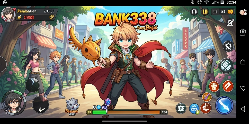 Screenshot menampilkan karakter anime dalam aksi di BANK338.