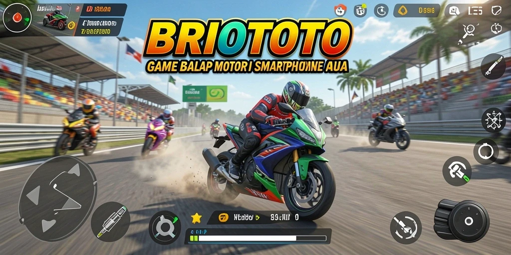 Tampilan gameplay balap motor yang menegangkan dalam BRIOTOTO.