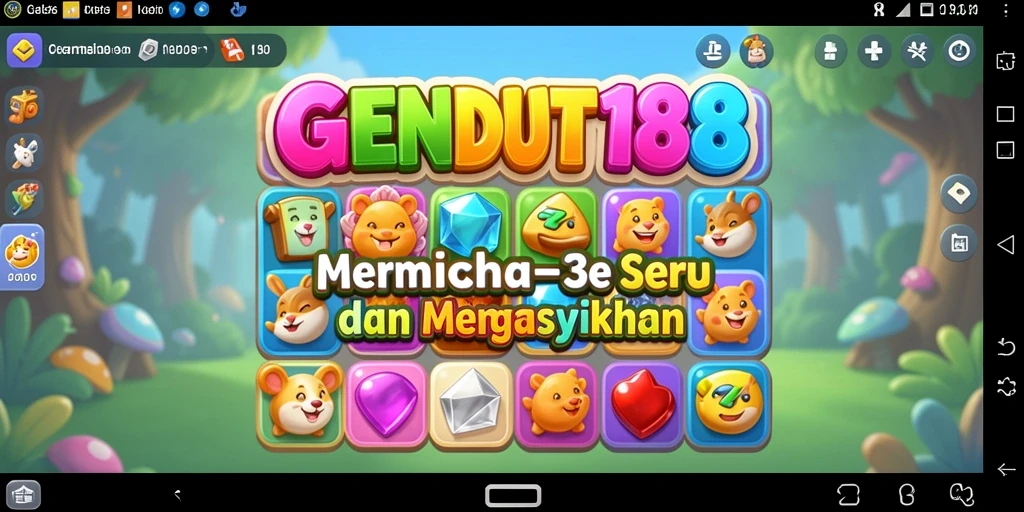 Tampilan gameplay menarik GENDUT188 dengan elemen Match-3 yang ceria.