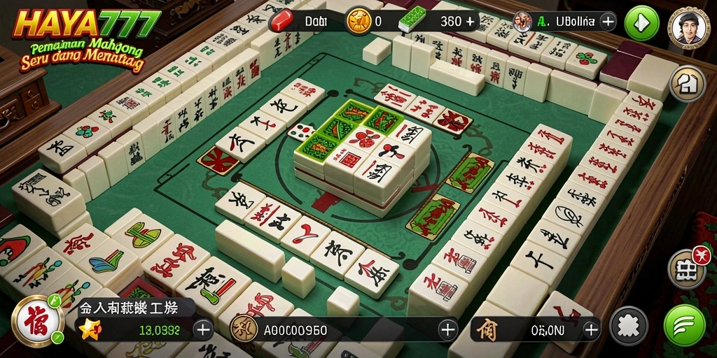 Tampilan screenshot HAYA777 menampilkan gameplay Mahjong yang seru dan menantang.