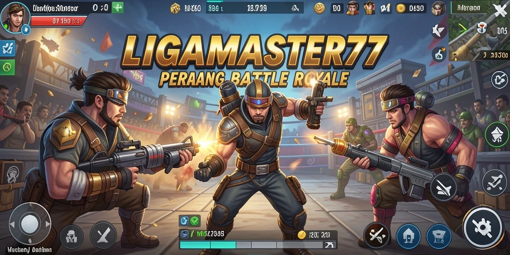 Gameplay seru di LIGAMASTER77 dengan aksi Battle Royale yang mendebarkan