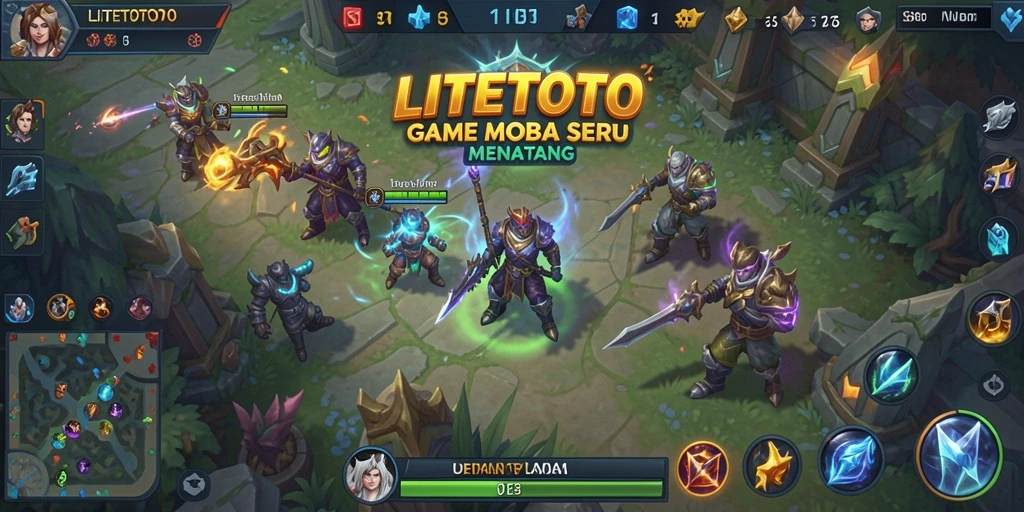 Tampilan gameplay LITETOTO dengan aksi MOBA yang intens.