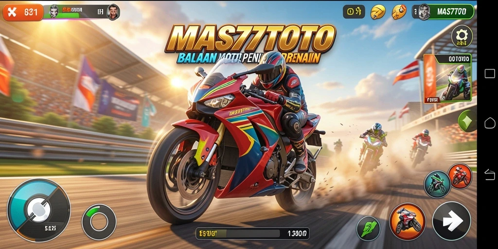Tampilan gameplay yang mendebarkan dari balapan motor di MAS77TOTO.