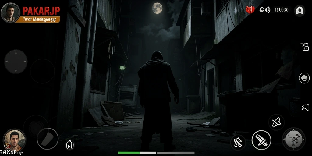 Screenshot gameplay yang menampilkan suasana menyeramkan di PAKARJP.