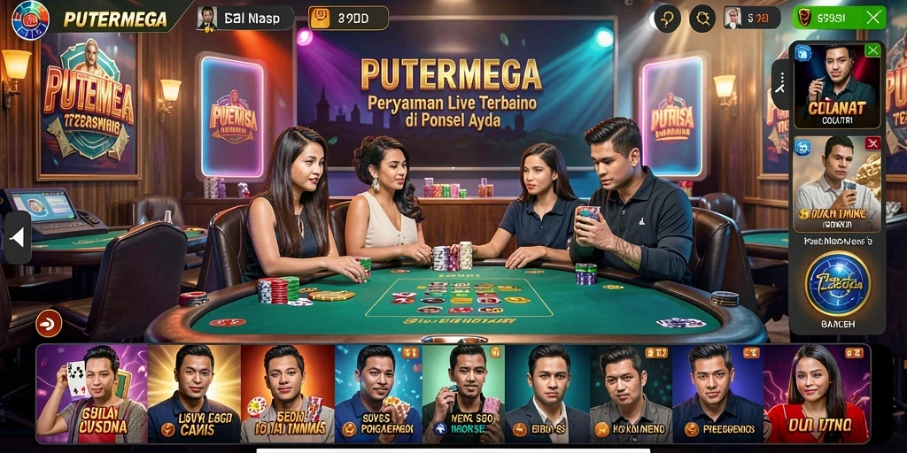 Tangkapan layar gameplay <strong>PUTERMEGA</strong> menunjukkan suasana Live Casino yang interaktif.