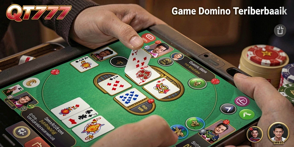 Gameplay Domino di QT777 yang seru dan menantang.