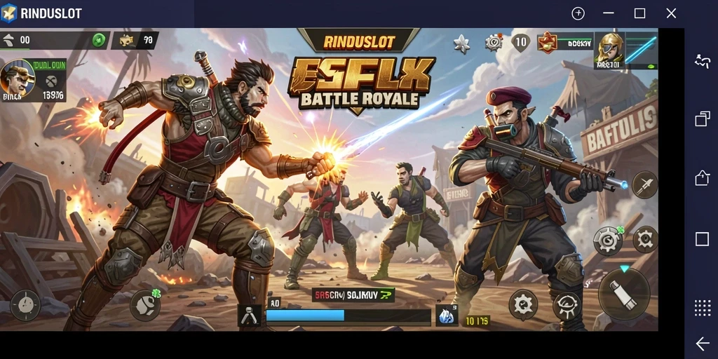 Gameplay RINDUSLOT yang menantang dalam pertempuran Battle Royale.