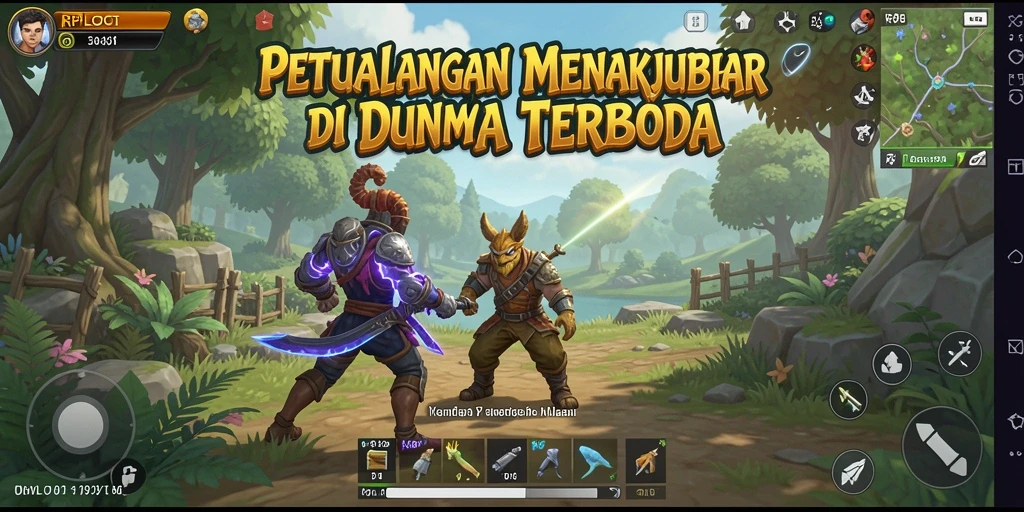 Tangkapan layar gameplay RPLOOT di lingkungan dunia terbuka yang menakjubkan.