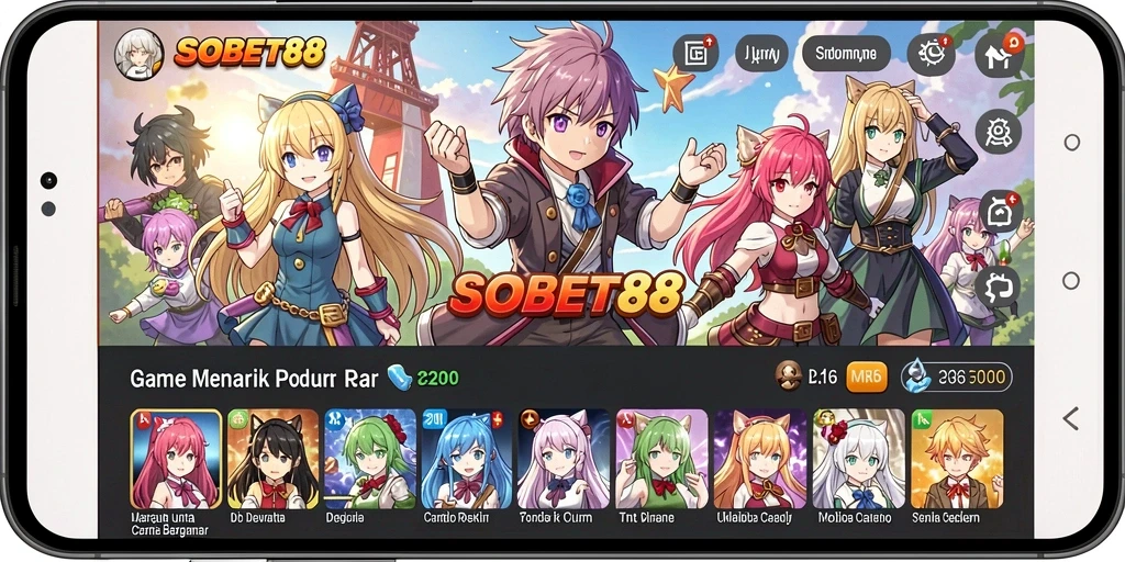 Tangkapan layar gameplay SOBET88 yang menampilkan pertarungan seru dan karakter Anime.