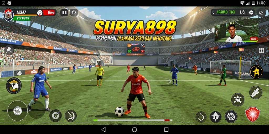 Tangkapan layar SURYA898 menampilkan aksi seru dalam pertandingan olahraga.